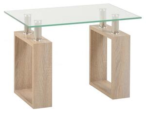 Medrano Clear Glass Lamp Table With Sonoma Oak Legs