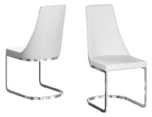 Markyate White Leather Dining Chairs With Chrome Legs In Pair