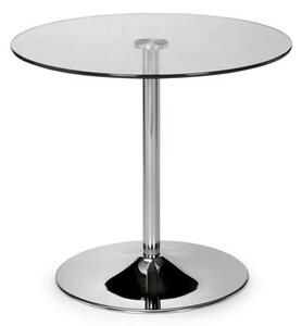 Kalei Round Clear Glass Dining Table With Chrome Base