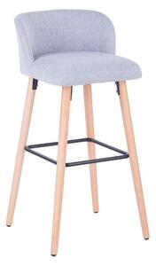 Clare Fabric Bar Stool With Wooden Legs In Grey