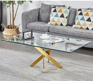 Daytona Clear Glass Coffee Table With Brushed Gold Legs