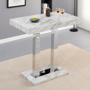 Caprice High Gloss Bar Table In Magnesia Marble Effect