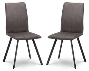 Macia Fabric Dining Chairs In Charcoal Grey Suede In A Pair