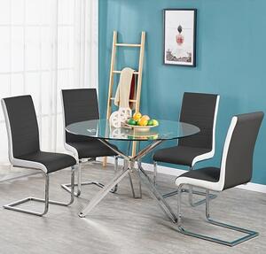 Toulouse Clear Glass Dining Table With 4 Symphony Black Chairs