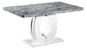 Naiva High Gloss Dining Table In White And Grey Marble Effect