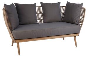 Okala Woven Rope 3 Seater Sofa With Wooden Frame In Dark Grey