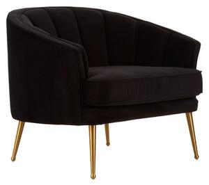 Agnetas Velvet Tub Chair In Black With Gold Legs