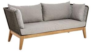 Okala Woven Rope 3 Seater Sofa With Wooden Frame In Light Grey