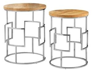 Alexore Set Of Two Side Tables With With Stainless Steel Base