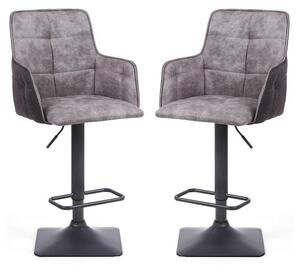 Ordos Light Grey Fabric Bar Stools With Metal Base In Pair