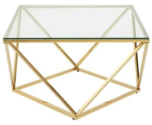 Alluras Large Clear Glass End Table With Twist Gold Frame