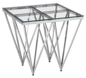 Alluras Clear Glass End Table With Silver Spike Frame