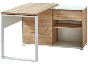 Derrick Wooden Computer Desk In White And Navarra Oak