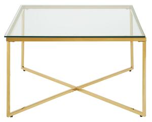 Alluras Large Clear Glass End Table With Gold Metal Frame