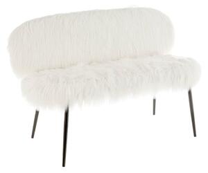 Merope Upholstered Faux Fur Sofa With Black Metal Legs In White