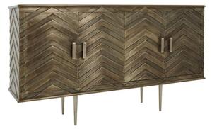 Siros Wooden Sideboard With 4 Doors In Metallic Silver