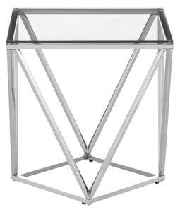 Alluras Small Clear Glass End Table With Twist Silver Frame