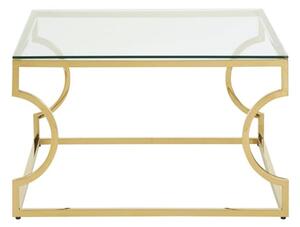 Alluras Small Clear Glass Coffee Table With Curved Gold Frame