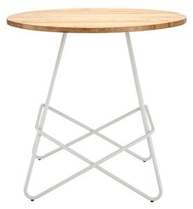 Pherkad Wooden Round Dining Table With Metallic White Legs