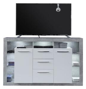 Monza Wooden Tv Sideboard In Grey And White With LED Lighting