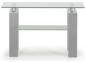 Lilia Clear Glass Console Table With Grey Wooden Base