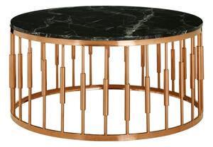 Alvara Round Black Marble Top Coffee Table With Rose Gold Base