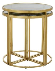 Acox Round Black Glass Top Nest Of 5 Tables With Gold Frame