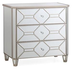 Rose Mirrored Chest Of 3 Drawers In Silver