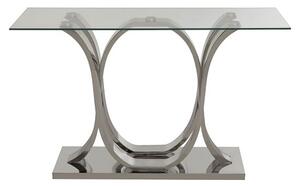 Armanda Glass Console Table With Curved Stainless Steel Base