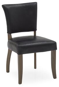 Dukes Leather Dining Chair With Wooden Frame In Ink Blue