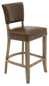 Dukes Leather Bar Chair With Wooden Frame In Tan Brown