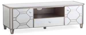 Rose Mirrored TV Stand With 2 Doors And 1 Drawer In Silver