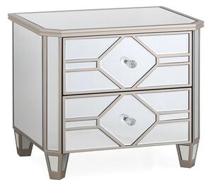 Rose Mirrored Bedside Cabinet With 2 Drawers In Silver