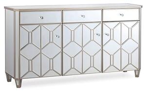 Rose Mirrored Sideboard With 3 Doors And 3 Drawers In Silver