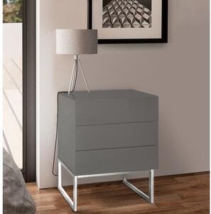 Strada High Gloss Bedside Cabinet With 3 Drawers In Grey