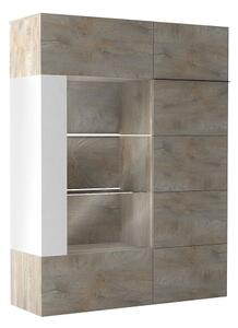 Muller Wooden Storage Cabinet In Distressed Effect And White