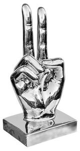 Wendy Modern Large Victory Sign Ceramic Hand Sculpture In Silver