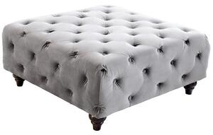 Chetek Crushed Velvet Ottoman In Grey With Woodent Legs