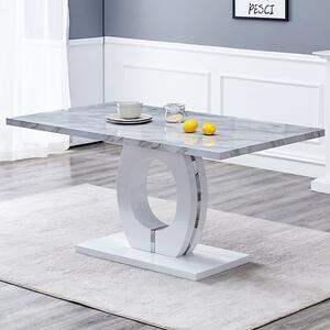 Halo High Gloss Dining Table In Magnesia Marble Effect