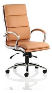 Olney Bonded Leather Office Chair In Tan With Arms High Back