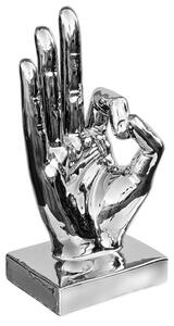 Wendy Modern Large OK Hand Sign Cermamic Sculpture In Silver