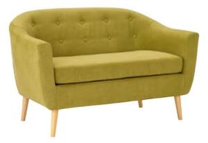 Morrill Woven Fabric Two Seater Sofa In Olive With Oak Legs