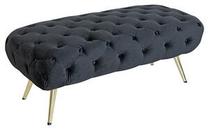 Galen Fabric Dining Bench In Black With Gold Metal Legs