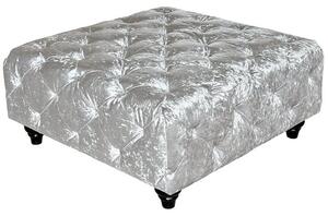 Chetek Crushed Velvet Ottoman In Silver With Woodent Legs