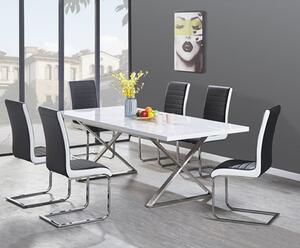 Mayline Extending White Dining Table 6 Symphony Black White Chairs