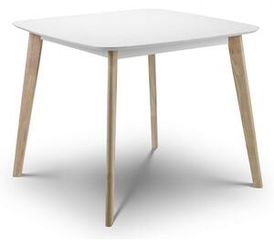 Calah Square Dining Table In White With Oak Effect Base