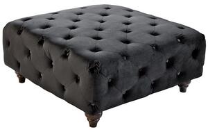 Chetek Crushed Velvet Ottoman In Black With Woodent Legs