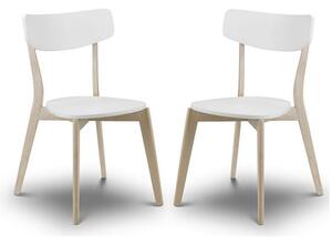 Calah Dining Chairs In White With Oak Effect Legs In A Pair