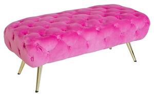 Galen Fabric Dining Bench In Pink With Gold Metal Legs