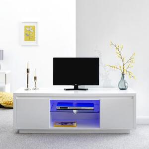 Powick Large TV Stand In White High Gloss With LED Light